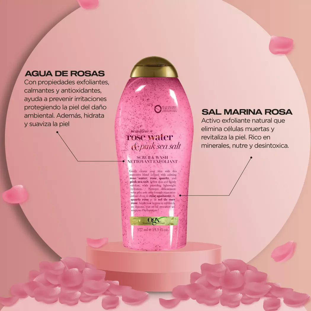 Gel de ducha exfoliante rose water & pink sea salt
